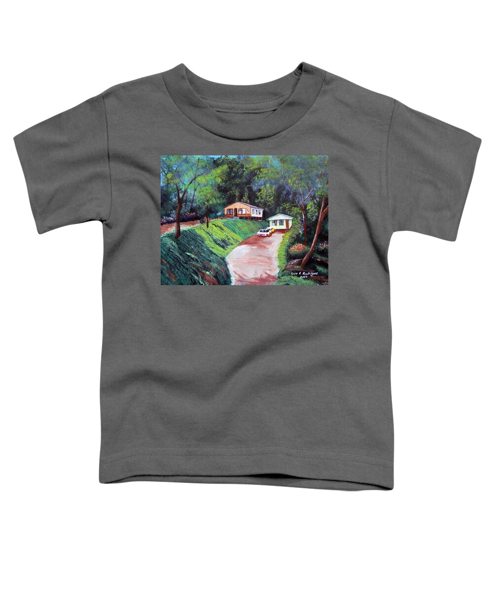 Wooden Homes Toddler T-Shirt featuring the painting Los Vecinos by Luis F Rodriguez