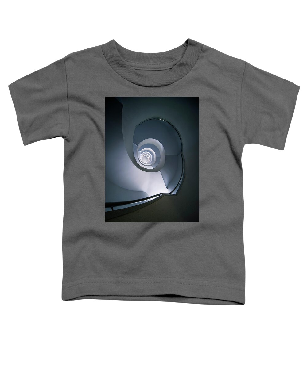 Spiral Staircase Toddler T-Shirt featuring the photograph Modern blue spiral staircase by Jaroslaw Blaminsky