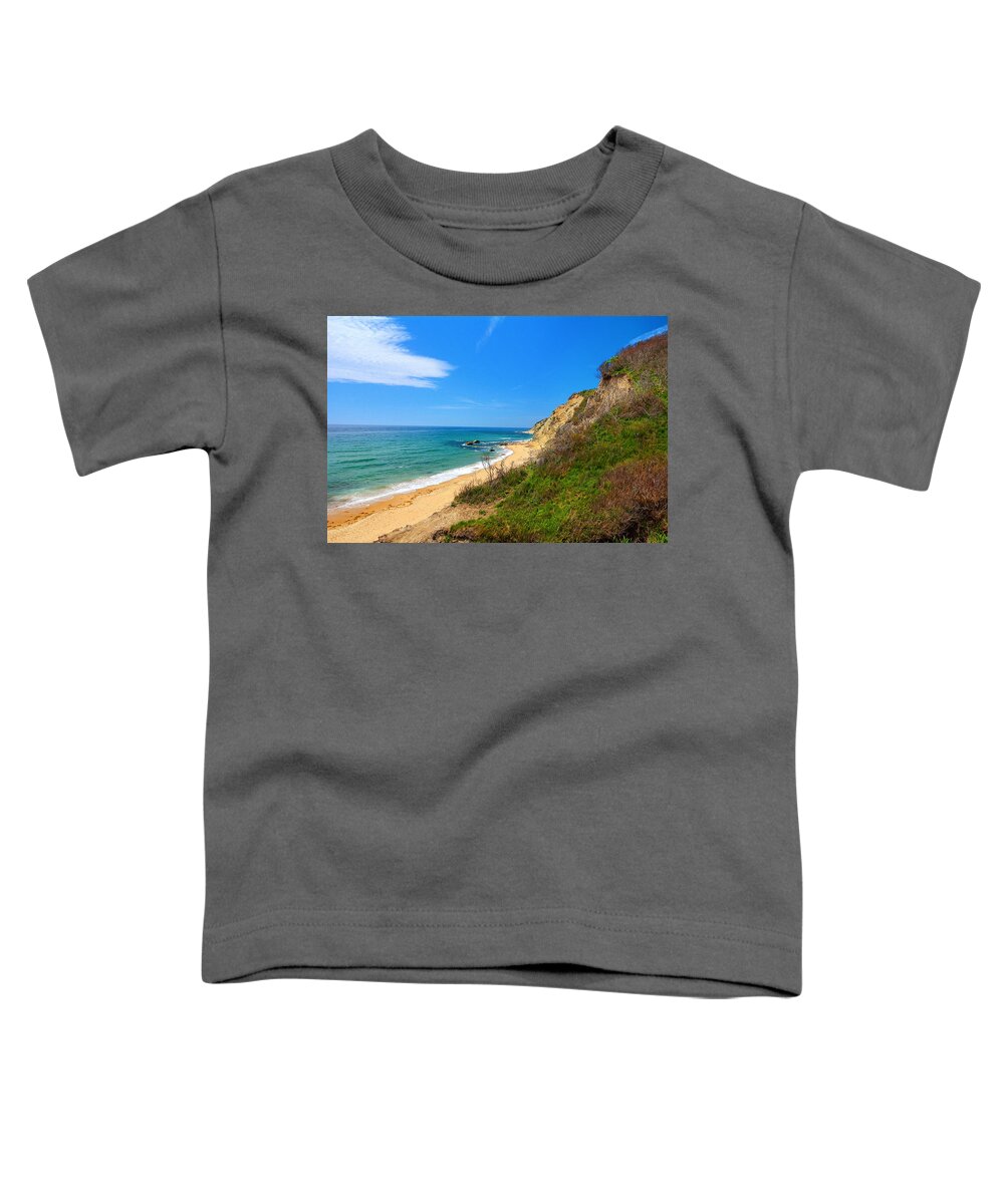 Mohegan Bluffs Toddler T-Shirt featuring the painting Mohegan Bluffs Block Island by Lourry Legarde