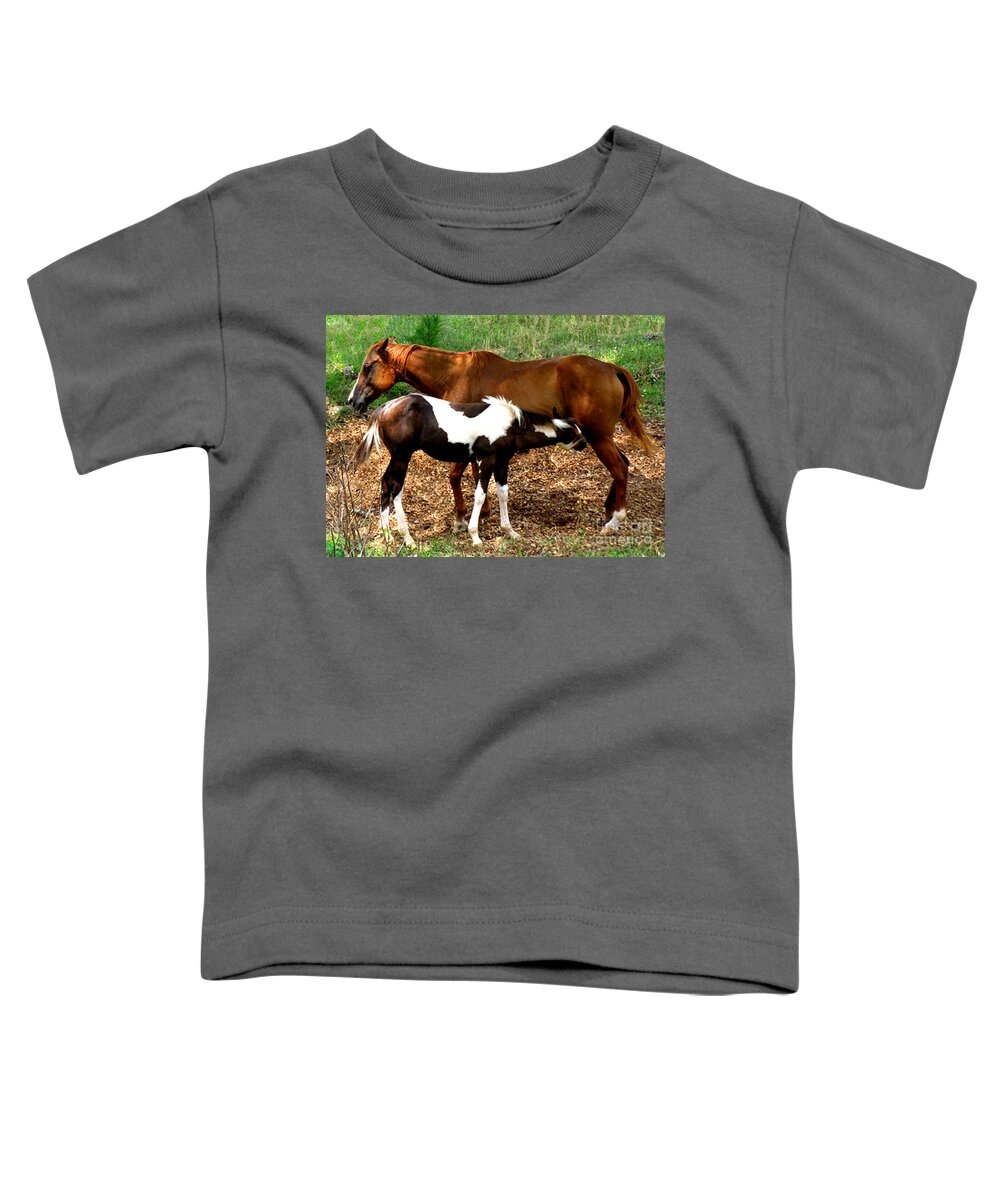 Horses Toddler T-Shirt featuring the photograph Mom and Baby by Donna Brown