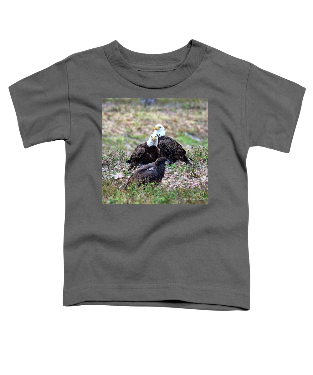 Bald Eagle Toddler T-Shirt featuring the photograph Mom and Dad watching E9 by Liz Grindstaff