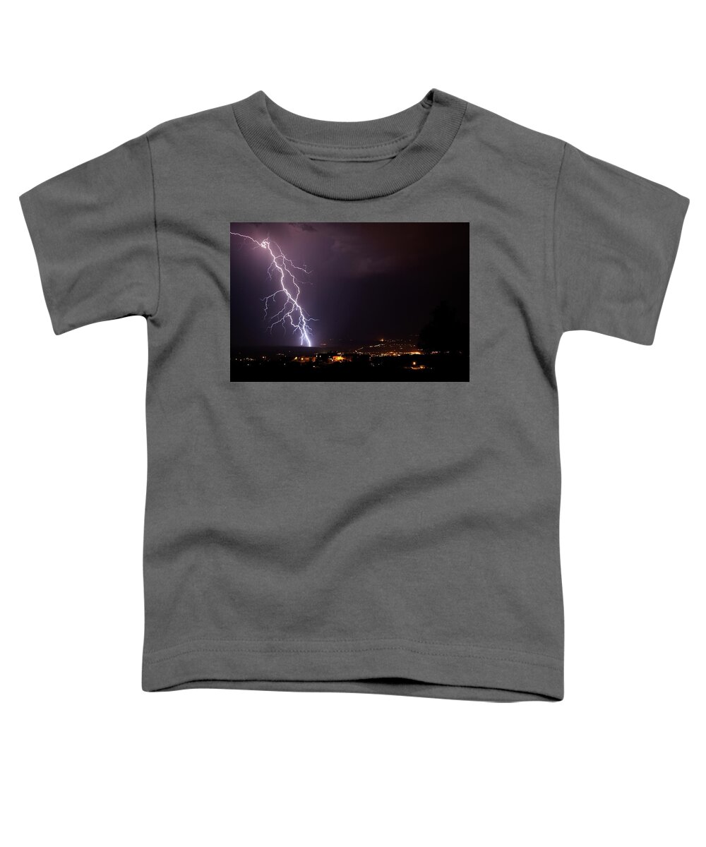 Lightning Toddler T-Shirt featuring the photograph Monsoon Storm by Ron Chilston