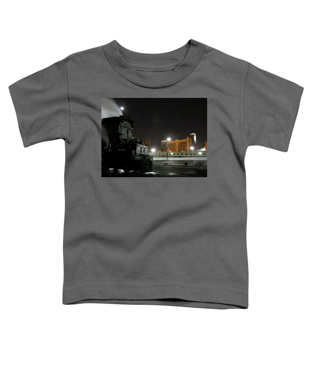 Kansas City Union Train Station Toddler T-Shirt featuring the photograph Moon and Steam by Tim Mulina