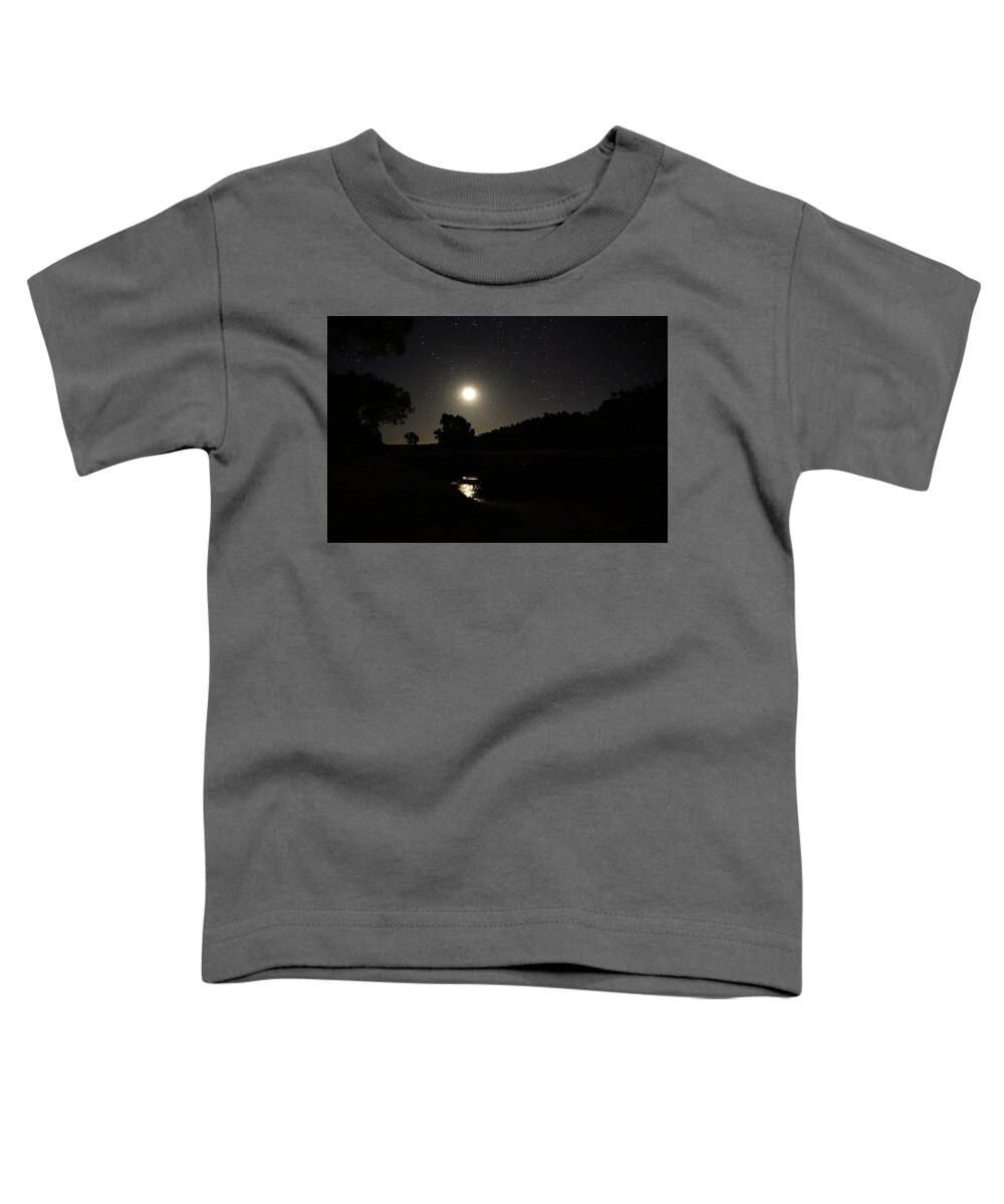 Palm Valley Toddler T-Shirt featuring the photograph Moon Set Over Palm Valley 2 by Paul Svensen