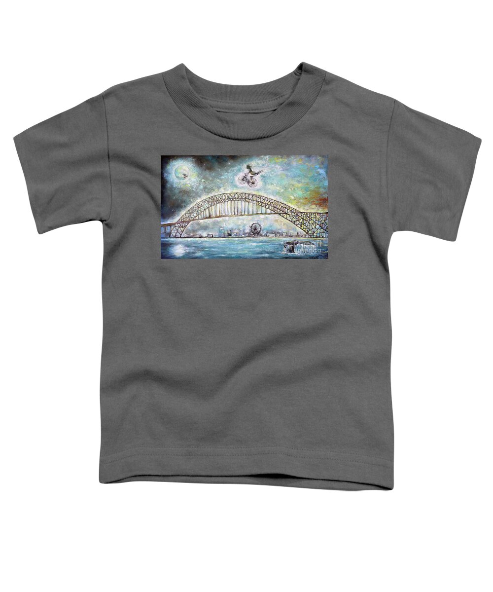 Moon Toddler T-Shirt featuring the painting Moon Shine Bridge by Manami Lingerfelt