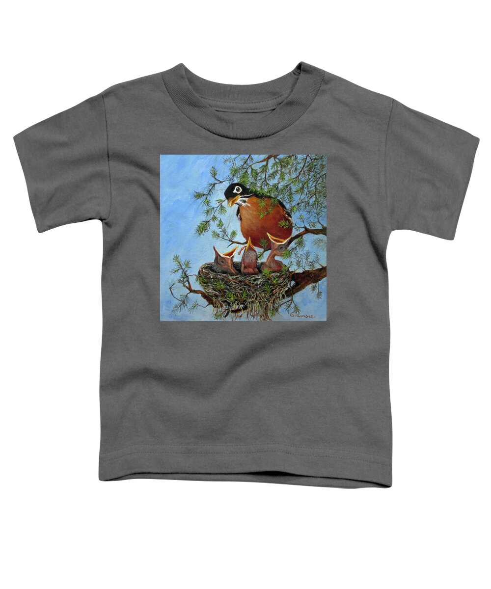 Wildlife Toddler T-Shirt featuring the painting More Food by Roseann Gilmore