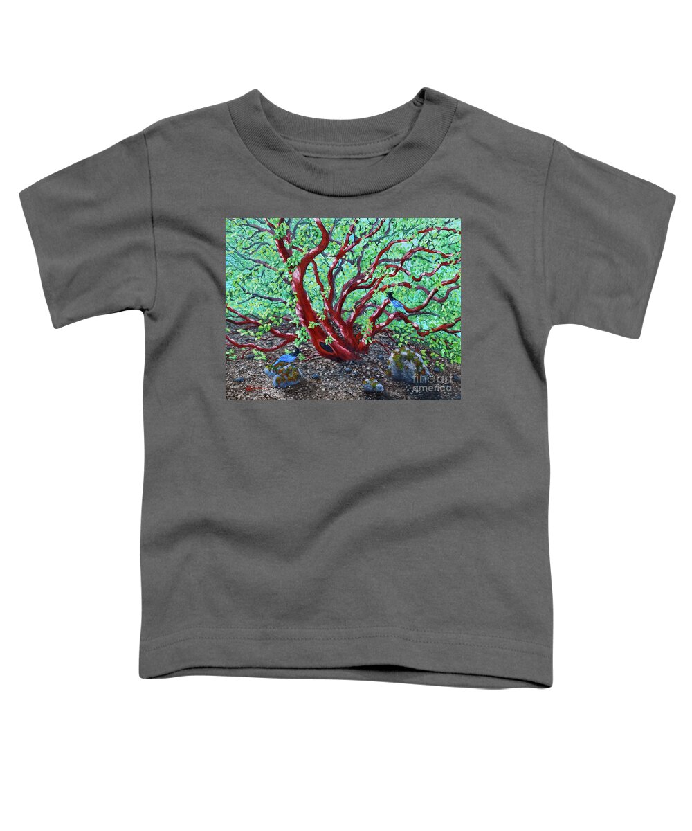 California Toddler T-Shirt featuring the painting Morning Manzanita by Laura Iverson