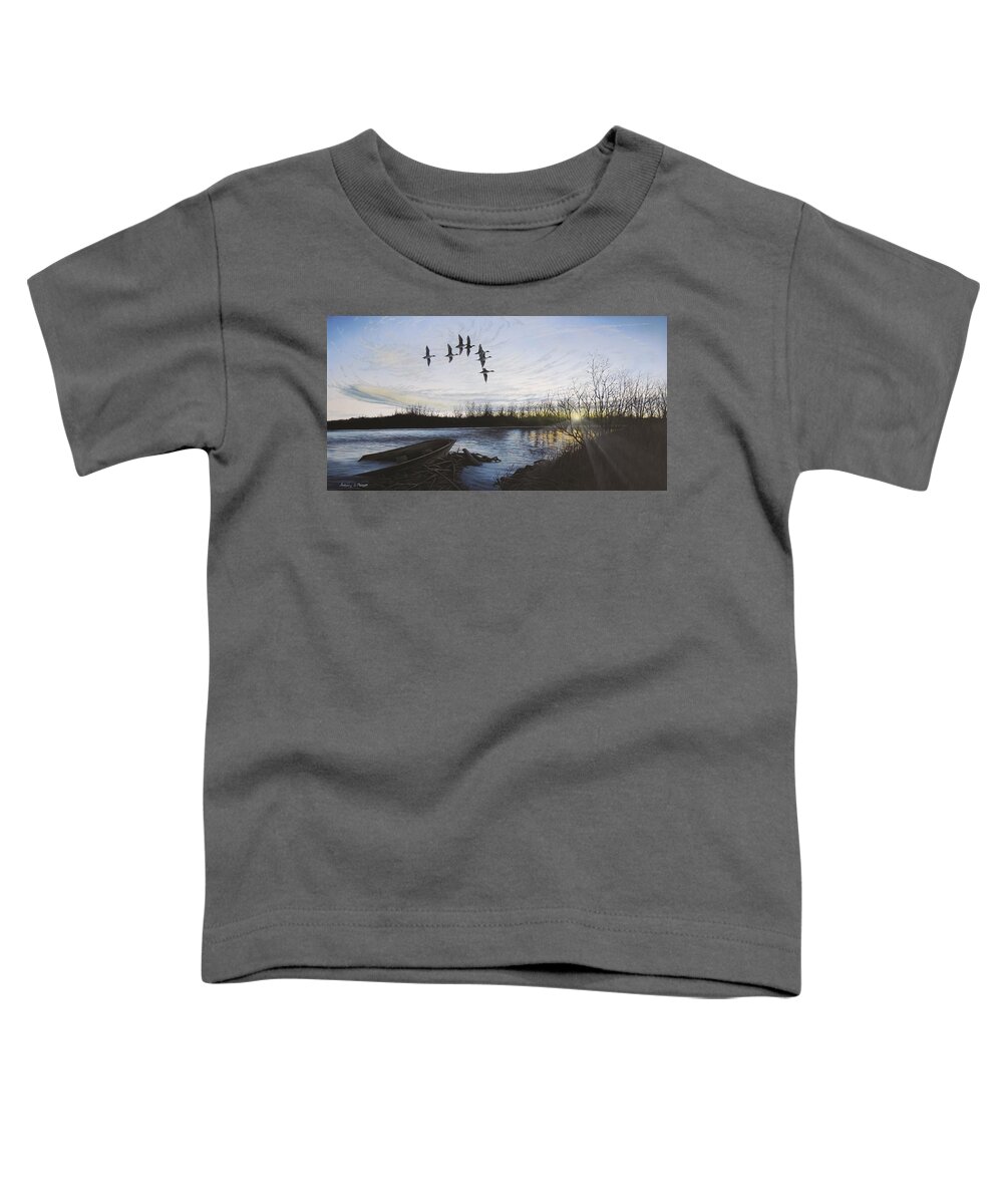 Pintails Toddler T-Shirt featuring the painting Morning Retreat - Pintails by Anthony J Padgett