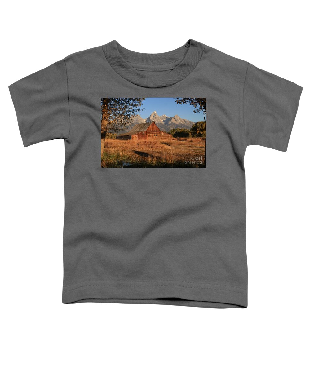 Moulton Barn Toddler T-Shirt featuring the photograph Moulton Barn at Sunrise by Edward R Wisell