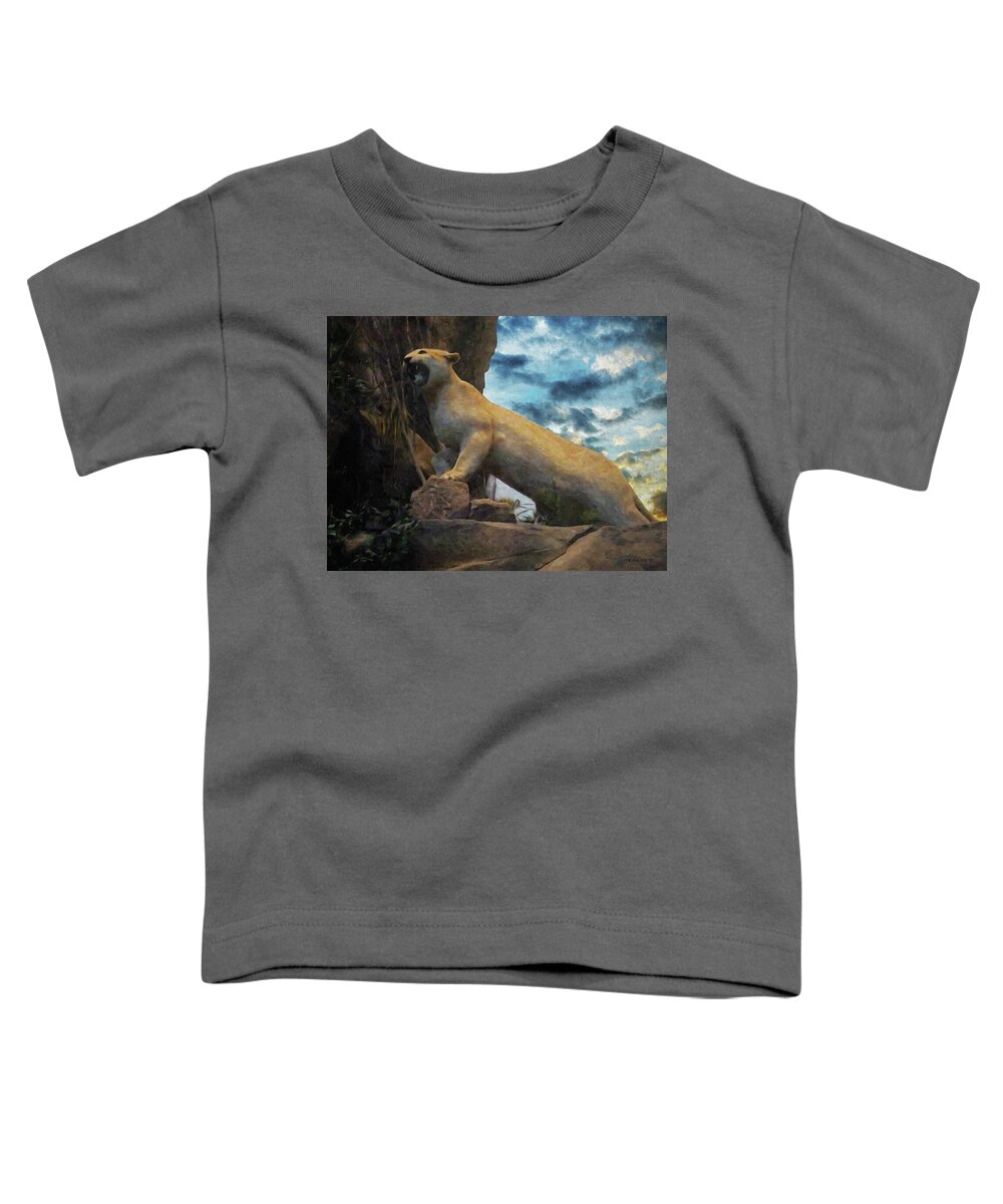 2d Toddler T-Shirt featuring the photograph Mountain Lion - Paint FX by Brian Wallace