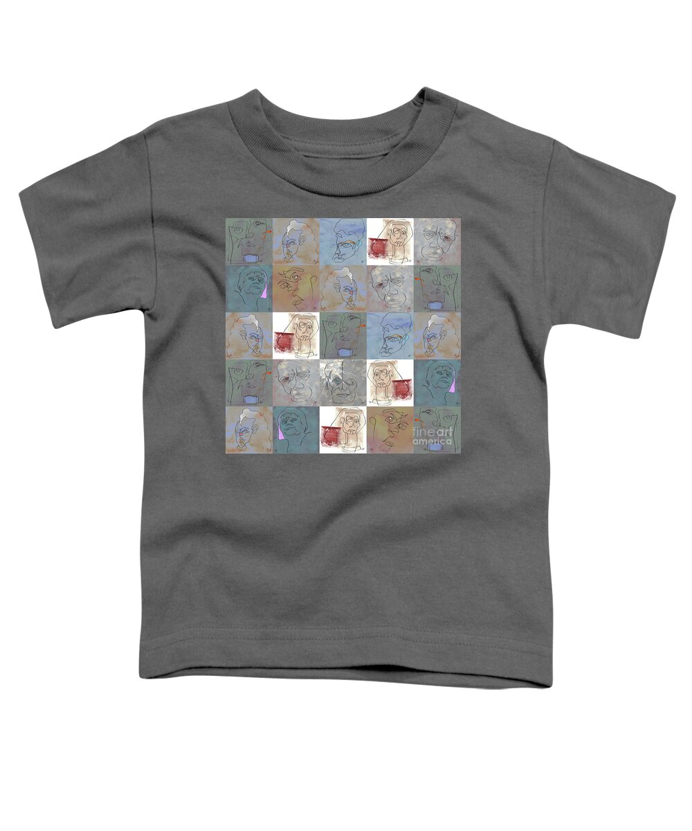 Multi Toddler T-Shirt featuring the painting Multi Squiggleheads by Paul Davenport
