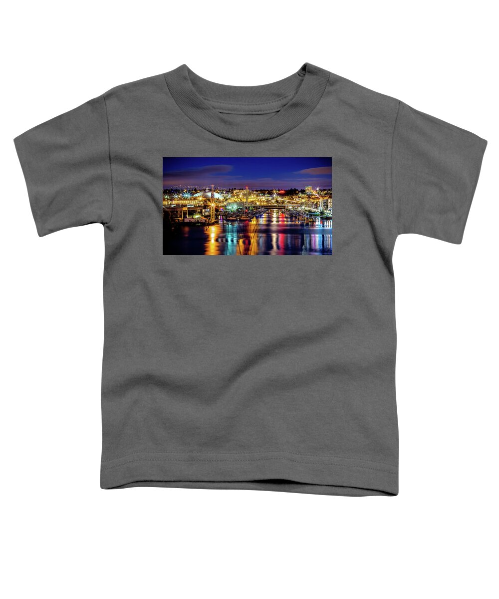 Murray Toddler T-Shirt featuring the photograph Murray Morgan Bridge View During Blue Hour in HDR by Rob Green