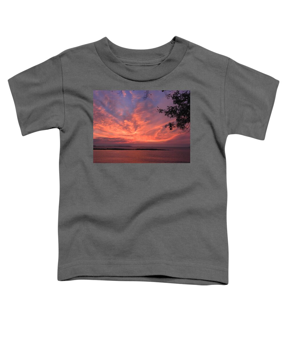 Sunrise Muscongus Sound Bay Ocean Water Seascape Toddler T-Shirt featuring the photograph Muscongus Sound Sunrise by Scott W White