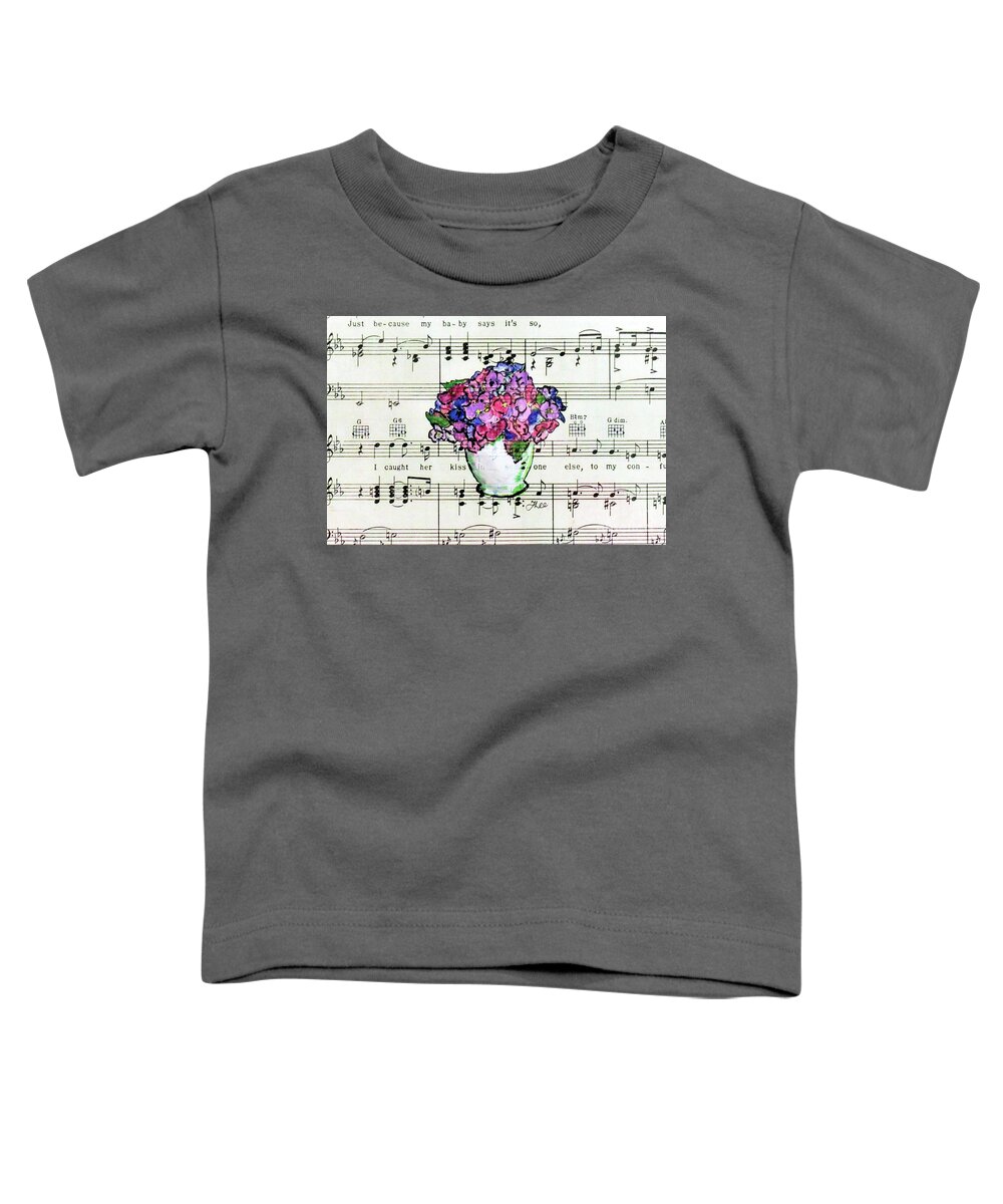 Floral Toddler T-Shirt featuring the mixed media Musical Flora by Tracey Lee Cassin