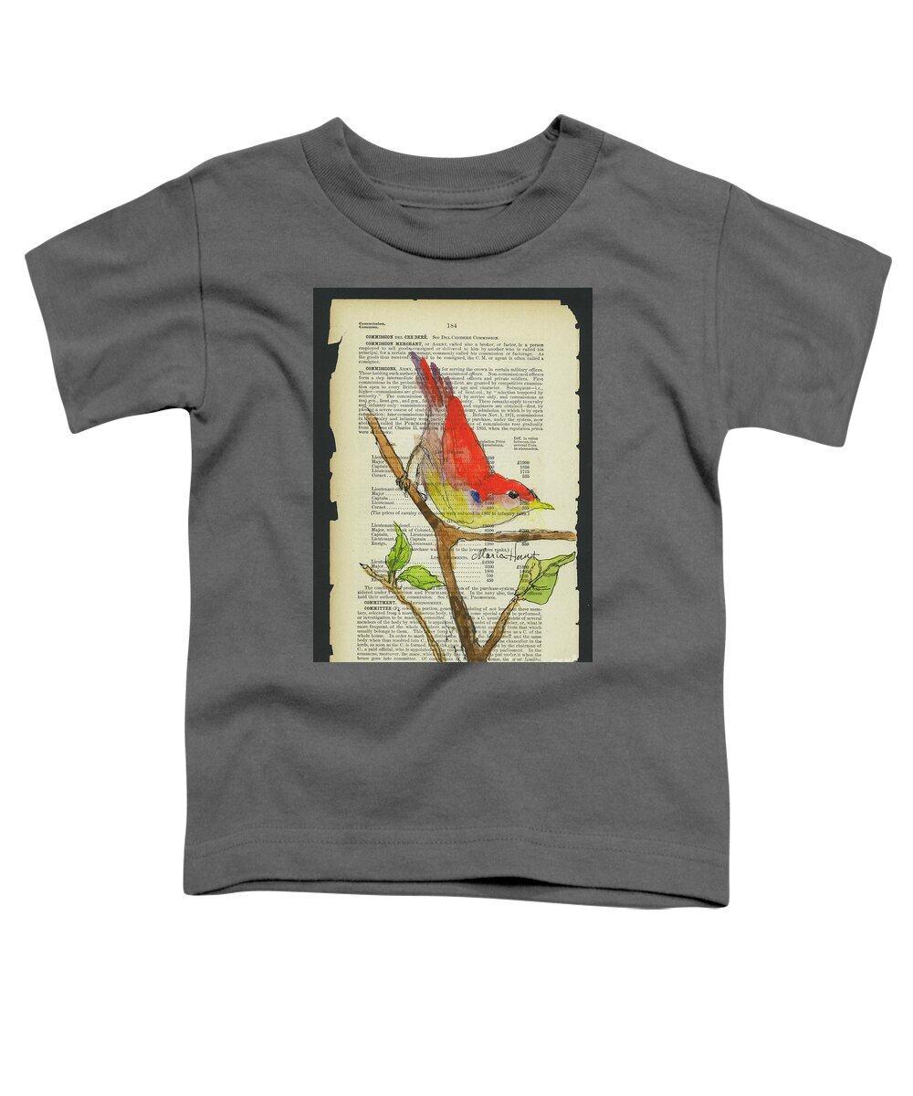Nuthatch Toddler T-Shirt featuring the painting My Sweet Nuthatch by Maria Hunt