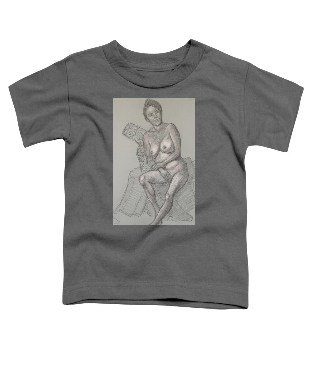 Realism Toddler T-Shirt featuring the drawing Nancy Reclining by Donelli DiMaria