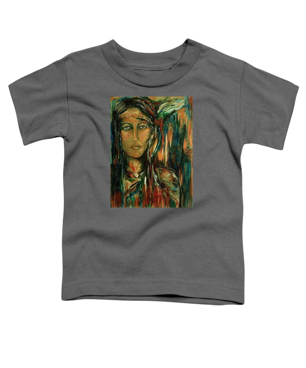Cherokee Toddler T-Shirt featuring the painting Nancy Ward Beloved Woman Nanye by Dawn Fisher