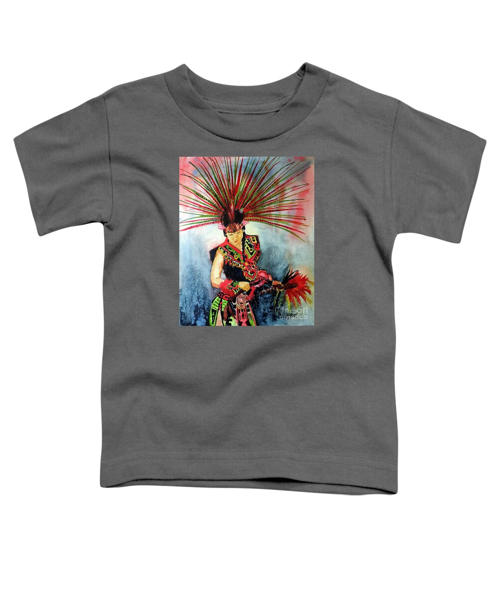 Indian Toddler T-Shirt featuring the painting Native Dancer by Tom Riggs