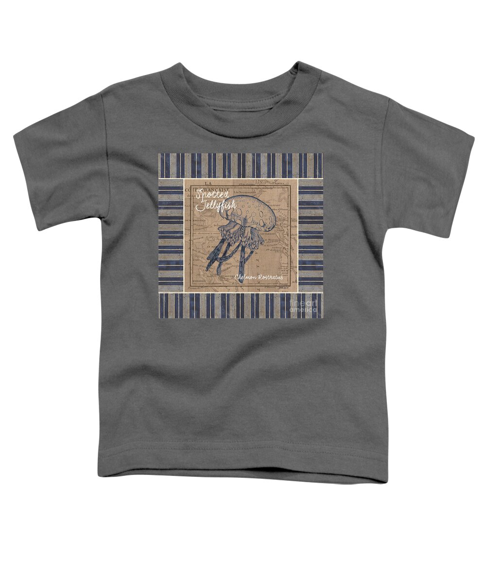 Jellyfish Toddler T-Shirt featuring the painting Nautical Stripes Jellyfish by Debbie DeWitt