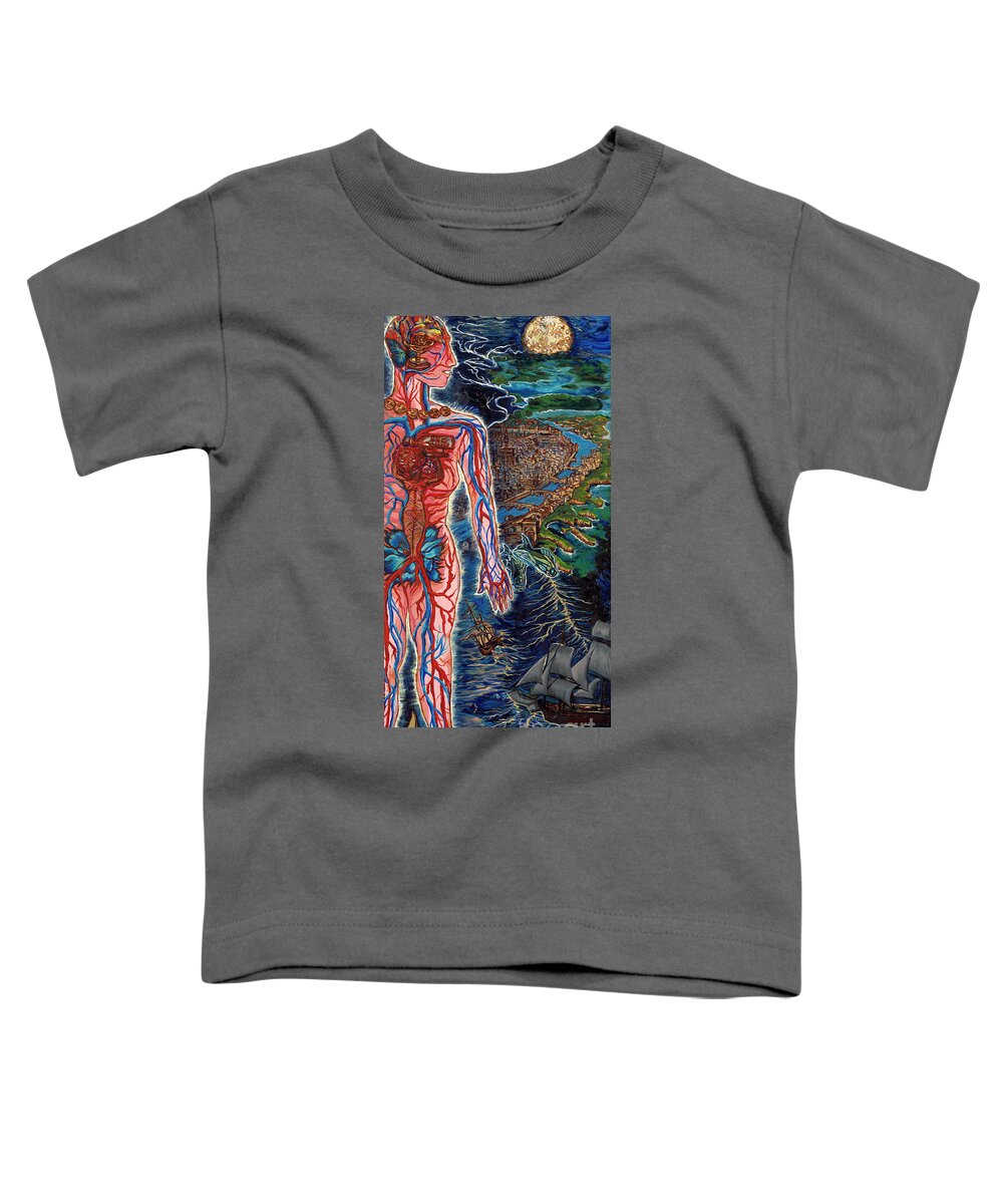 Maps Toddler T-Shirt featuring the painting Navigation by Emily McLaughlin
