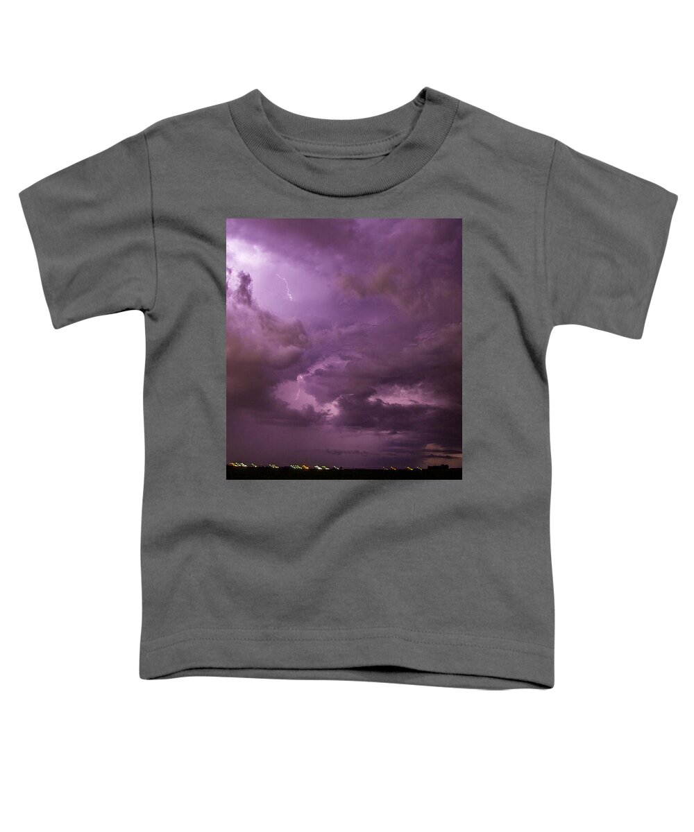 Nebraskasc Toddler T-Shirt featuring the photograph Nebraska Night Thunderstorm Beast 001 by NebraskaSC