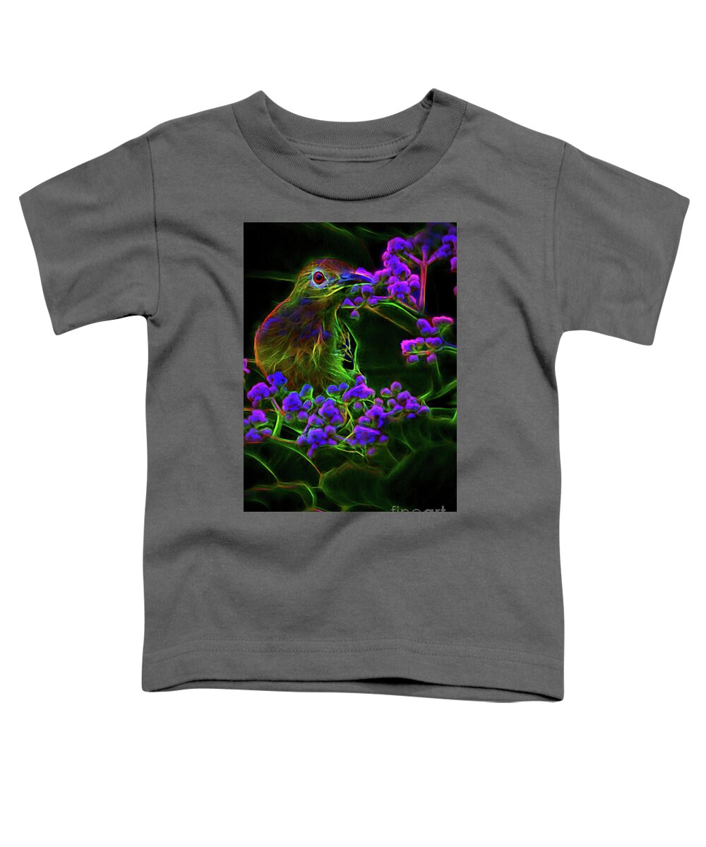 Animal Toddler T-Shirt featuring the digital art Neon Sunbird by Ray Shiu