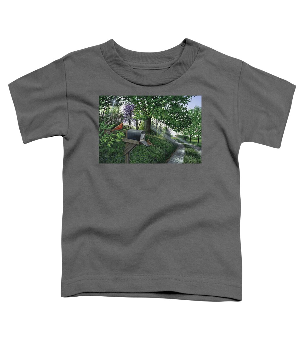 Cardinal Toddler T-Shirt featuring the painting New Beginnings by Anthony J Padgett