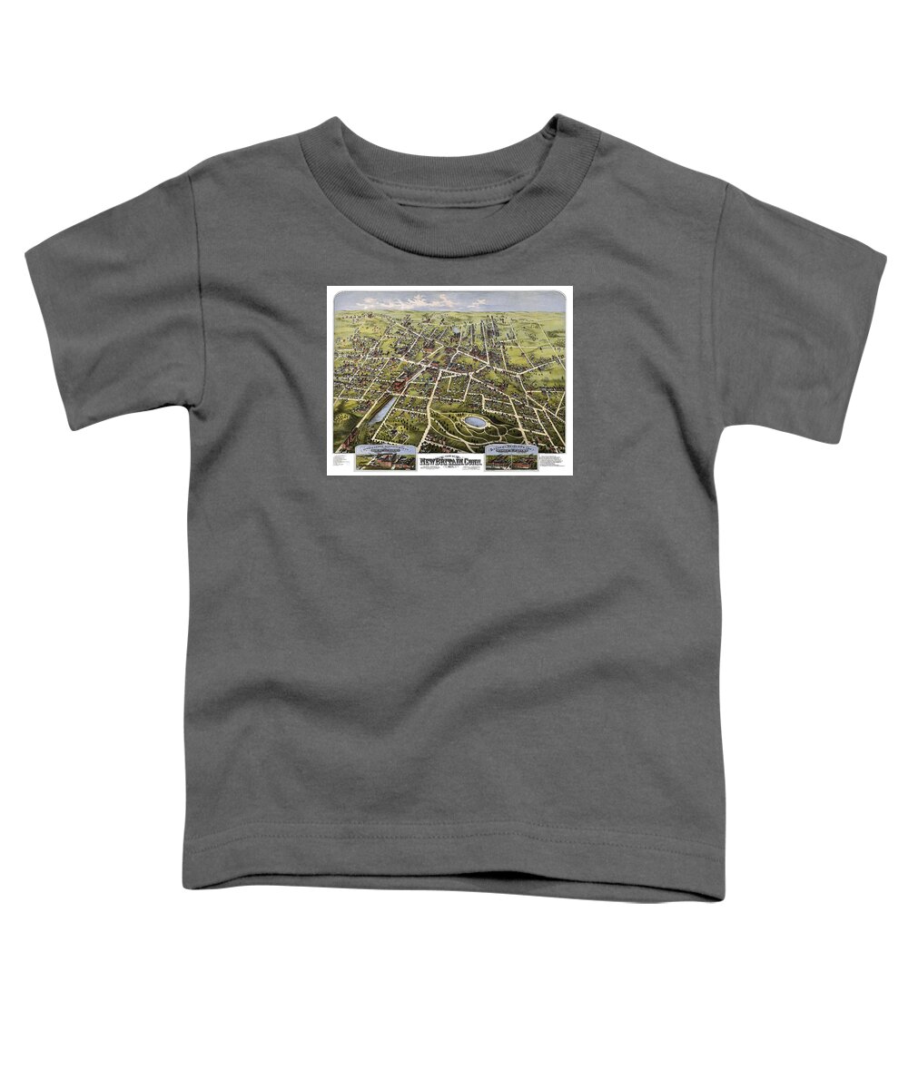 New Britain Toddler T-Shirt featuring the photograph Antique Map of New Britain Connecticut 1875 by Phil Cardamone