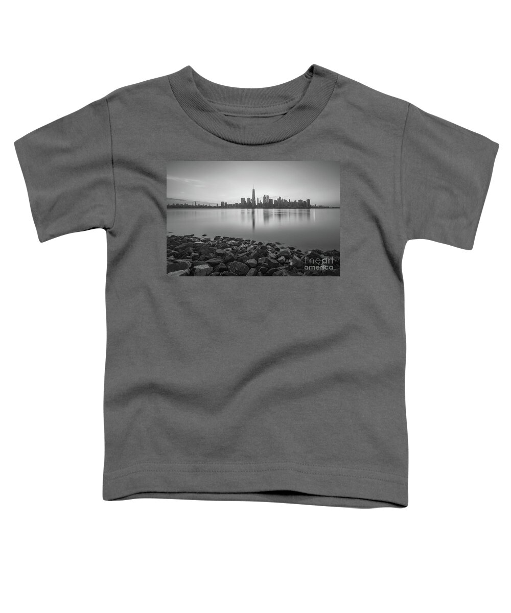 Lower Manhattan Toddler T-Shirt featuring the photograph New York City Sunrise BW by Michael Ver Sprill