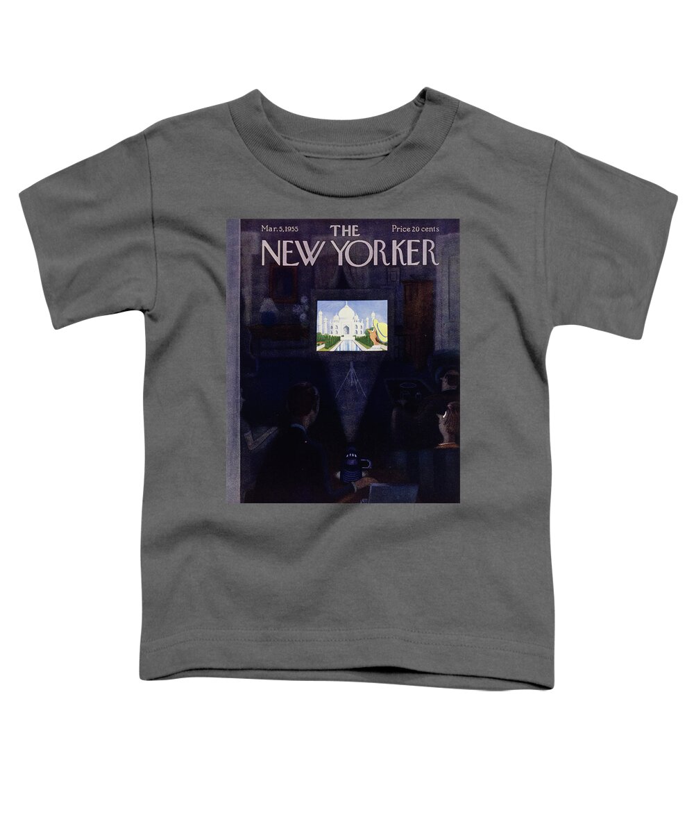 Couple Toddler T-Shirt featuring the painting New Yorker March 5, 1955 by Charles E Martin