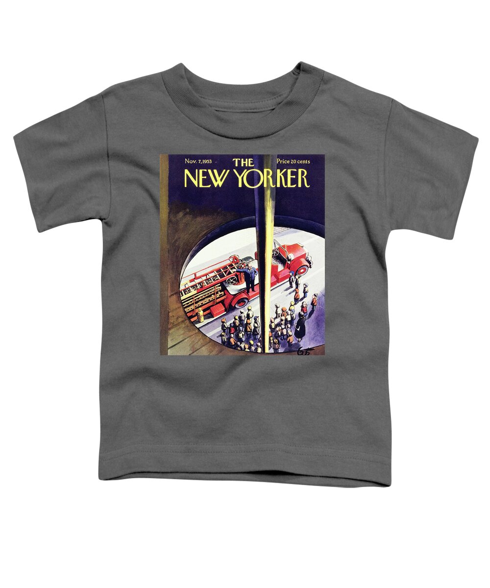 Firehouse Toddler T-Shirt featuring the painting New Yorker November 7 1953 by Artur Getz