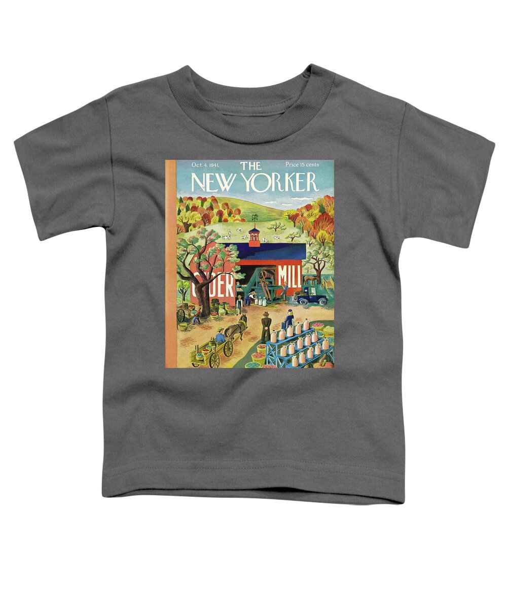 Cider Mill Toddler T-Shirt featuring the painting New Yorker October 4 1941 by Ilonka Karasz