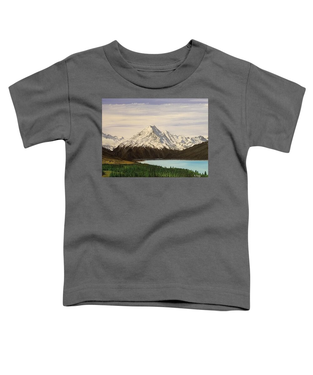 New Zealand Toddler T-Shirt featuring the painting New Zealand Lake by Kevin Daly