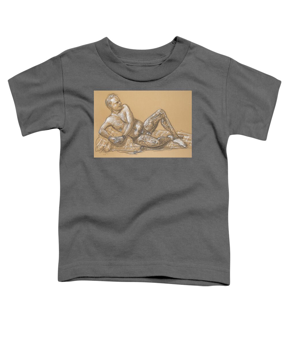 Realism Toddler T-Shirt featuring the drawing Nick Reclining by Donelli DiMaria