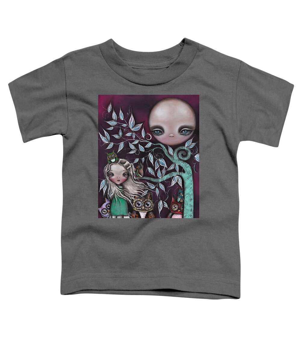 Moon Toddler T-Shirt featuring the painting Night Creatures by Abril Andrade