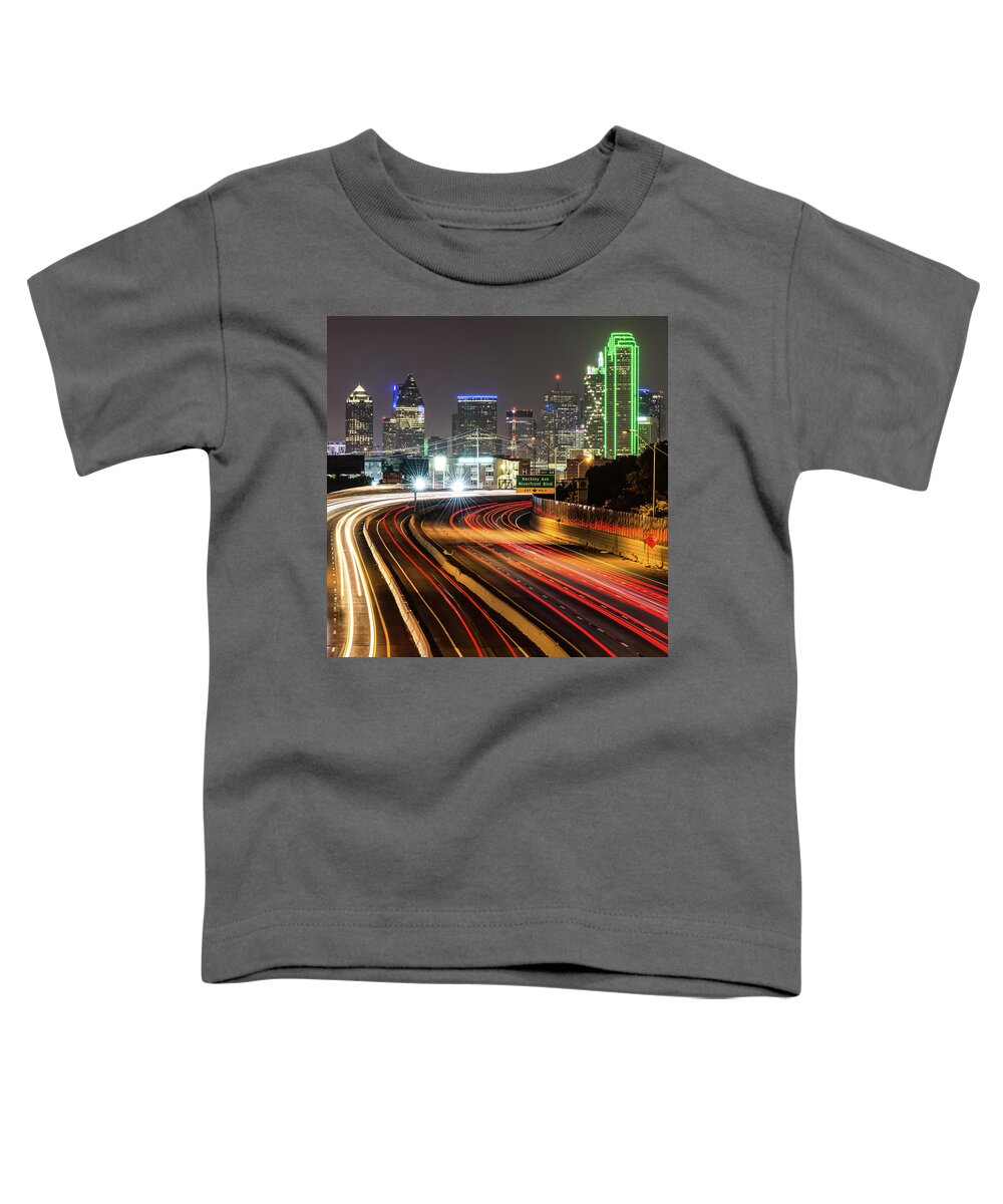 America Toddler T-Shirt featuring the photograph Night Dallas Skyline Square Format by Gregory Ballos