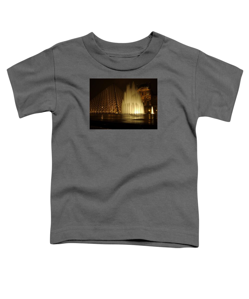 Louvre Toddler T-Shirt featuring the photograph Night in Louvre Museum by Effezetaphoto Fz