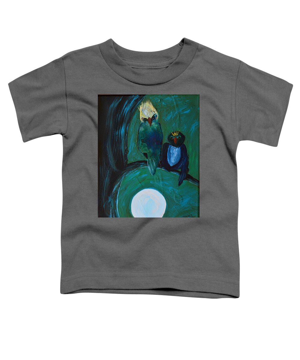 Owls Toddler T-Shirt featuring the painting Night Owls by Donna Blackhall