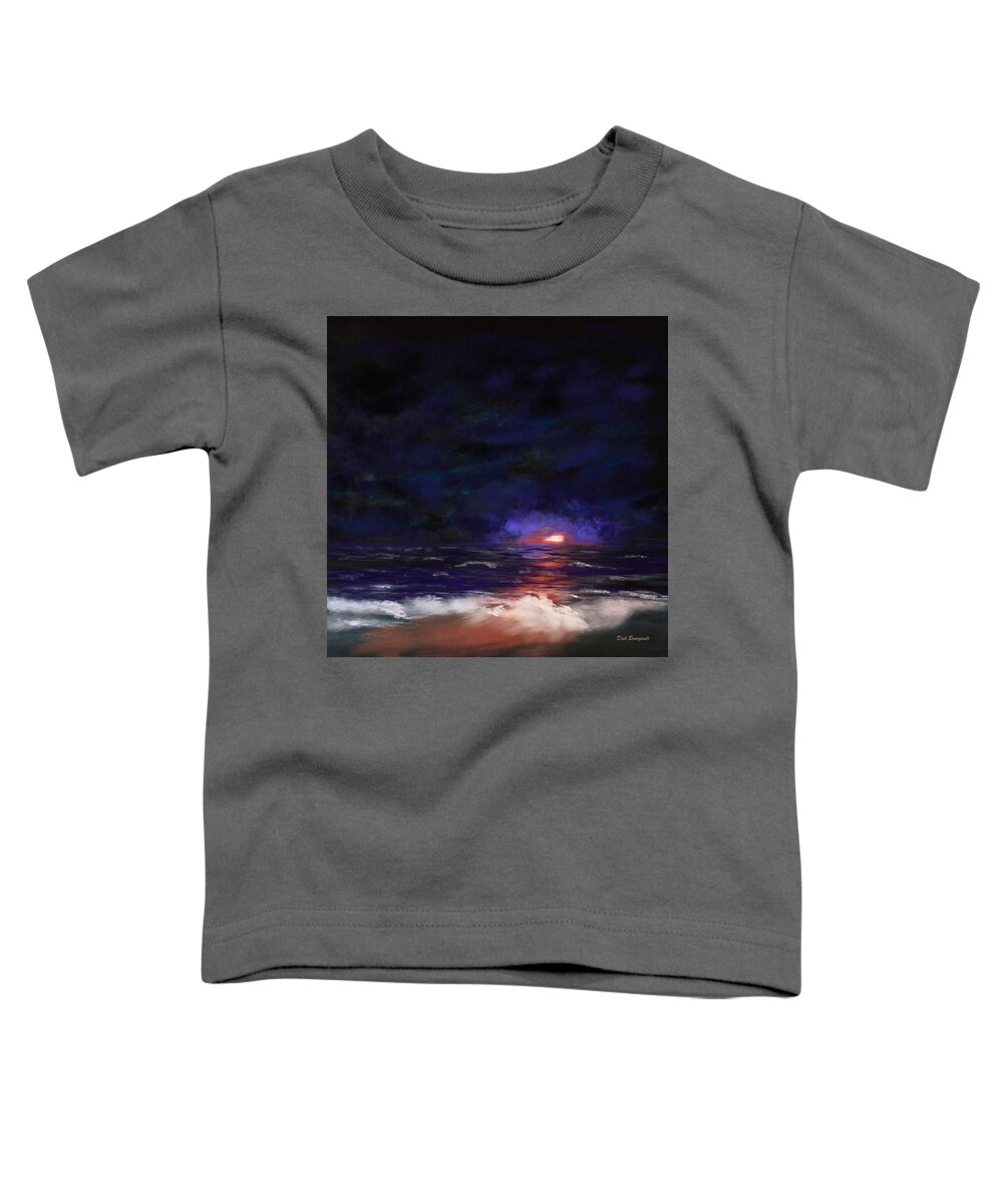 Shore Toddler T-Shirt featuring the painting Night Shoreline by Dick Bourgault