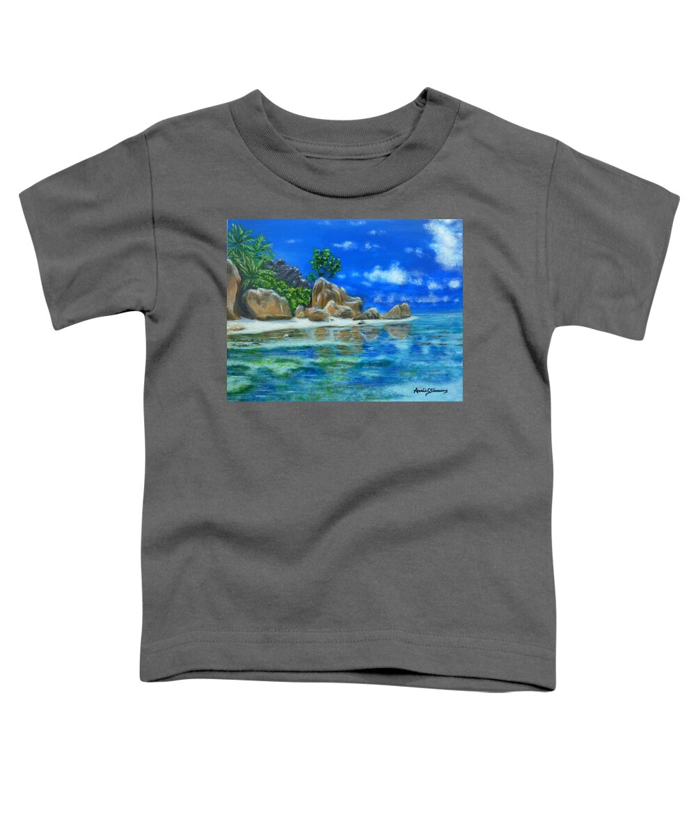 Nina's Beach Toddler T-Shirt featuring the painting Nina's Beach by Amelie Simmons