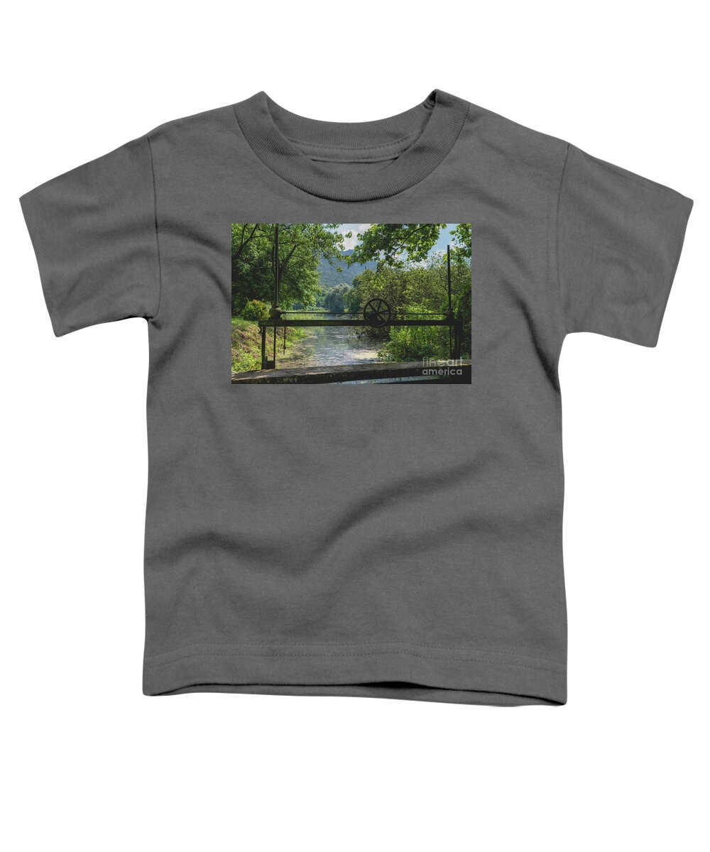 Ninfa Toddler T-Shirt featuring the photograph Ninfa Waterway, Rome Italy by Perry Rodriguez