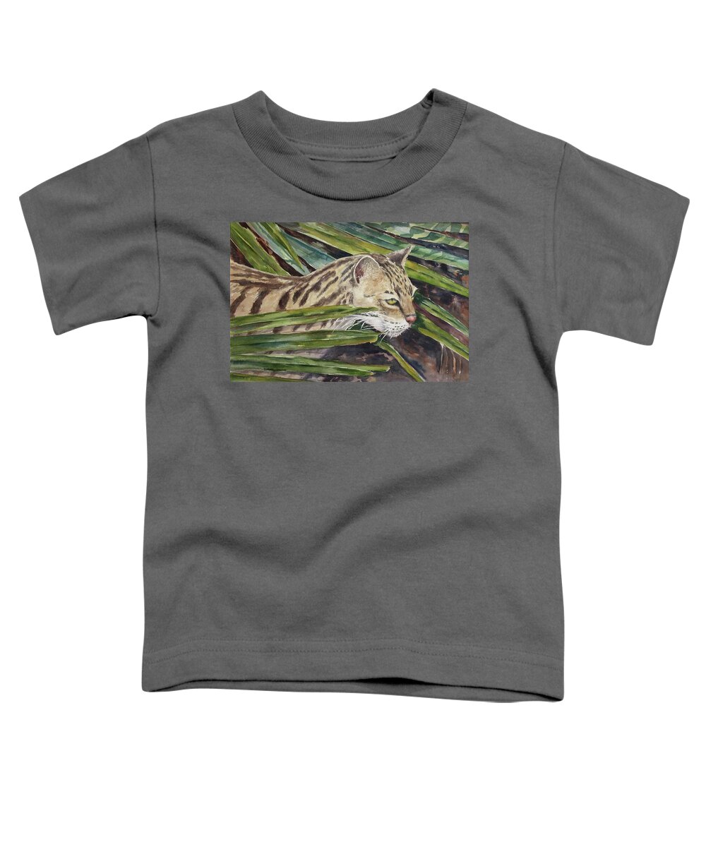 Narvana Toddler T-Shirt featuring the painting Nirvana - Ocelot by Roxanne Tobaison