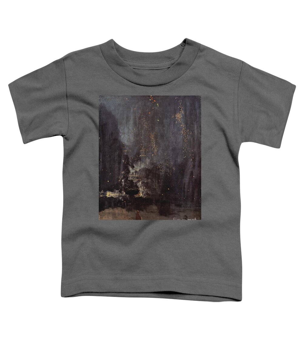 James Mcneill Whistler Toddler T-Shirt featuring the painting Nocturne in Black and Gold by MotionAge Designs