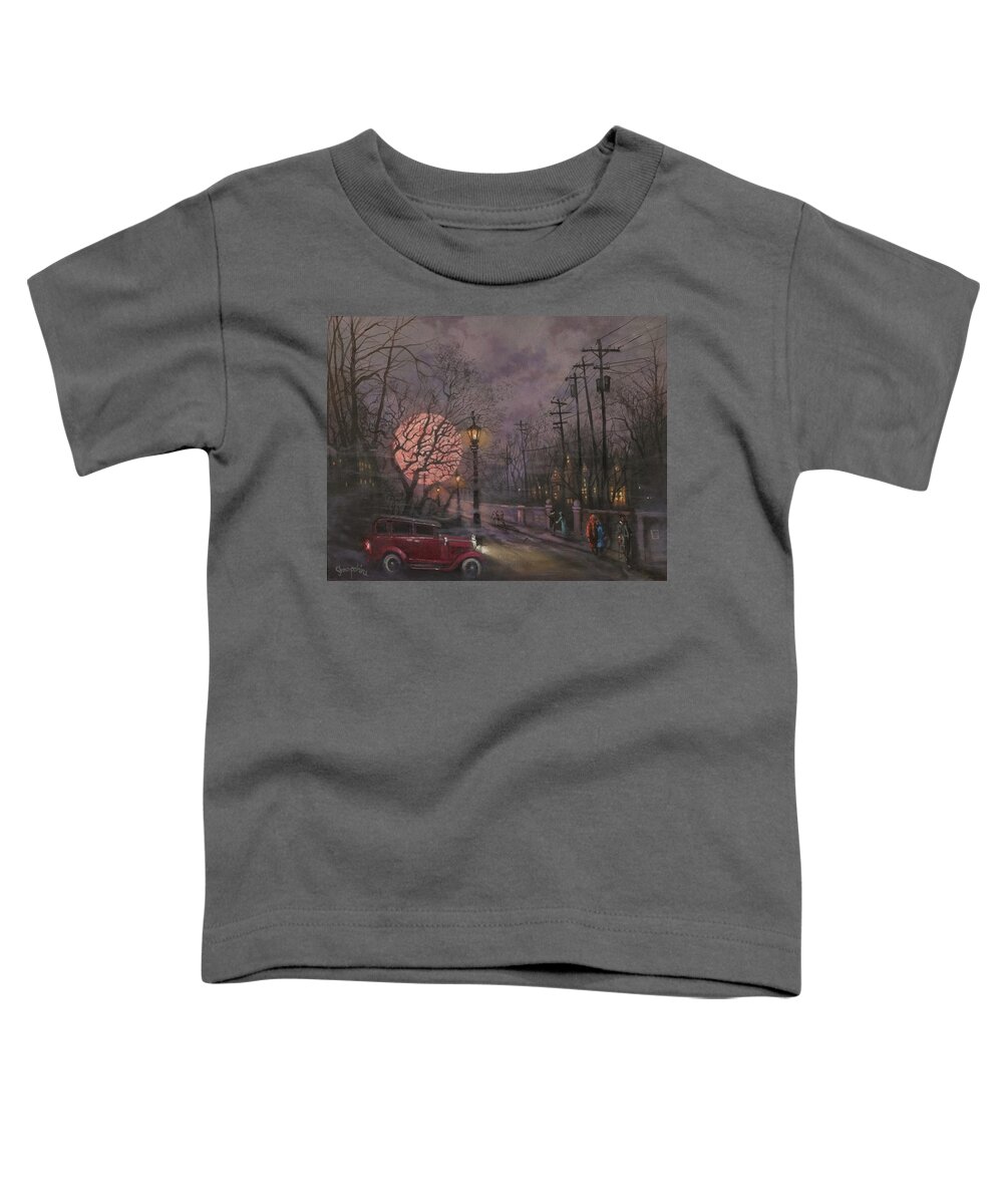 Full Moon Toddler T-Shirt featuring the painting Nocturne In Lavender by Tom Shropshire