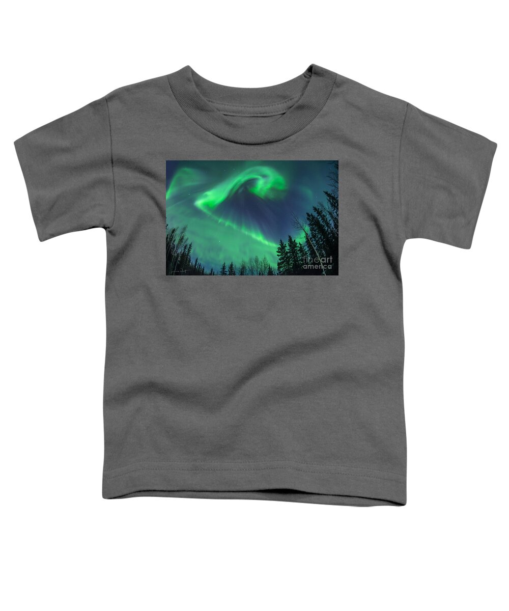Aurora Borealis Toddler T-Shirt featuring the photograph Northern Lights Shapeshifting by Joanne West