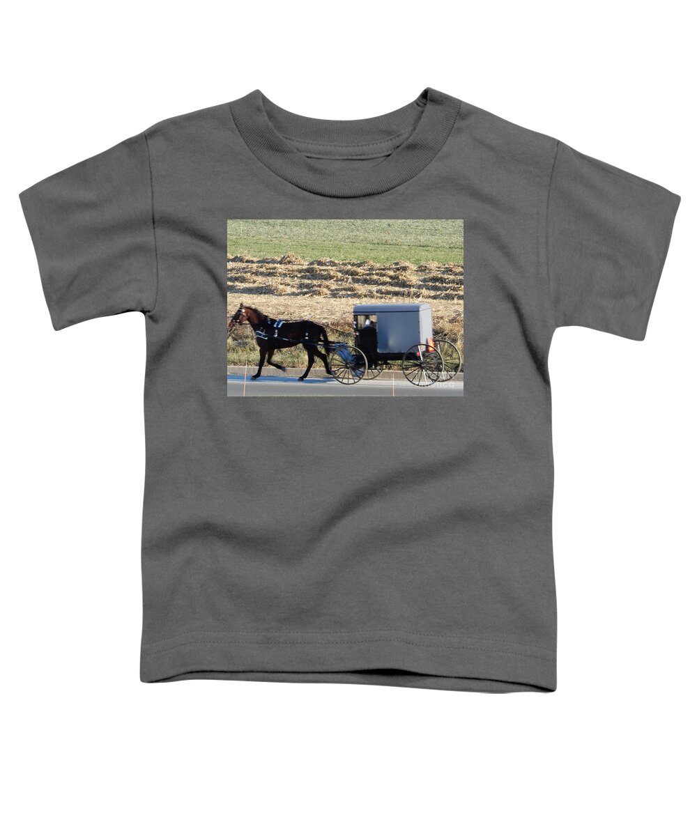 Amish Toddler T-Shirt featuring the photograph November Visiting Day by Christine Clark