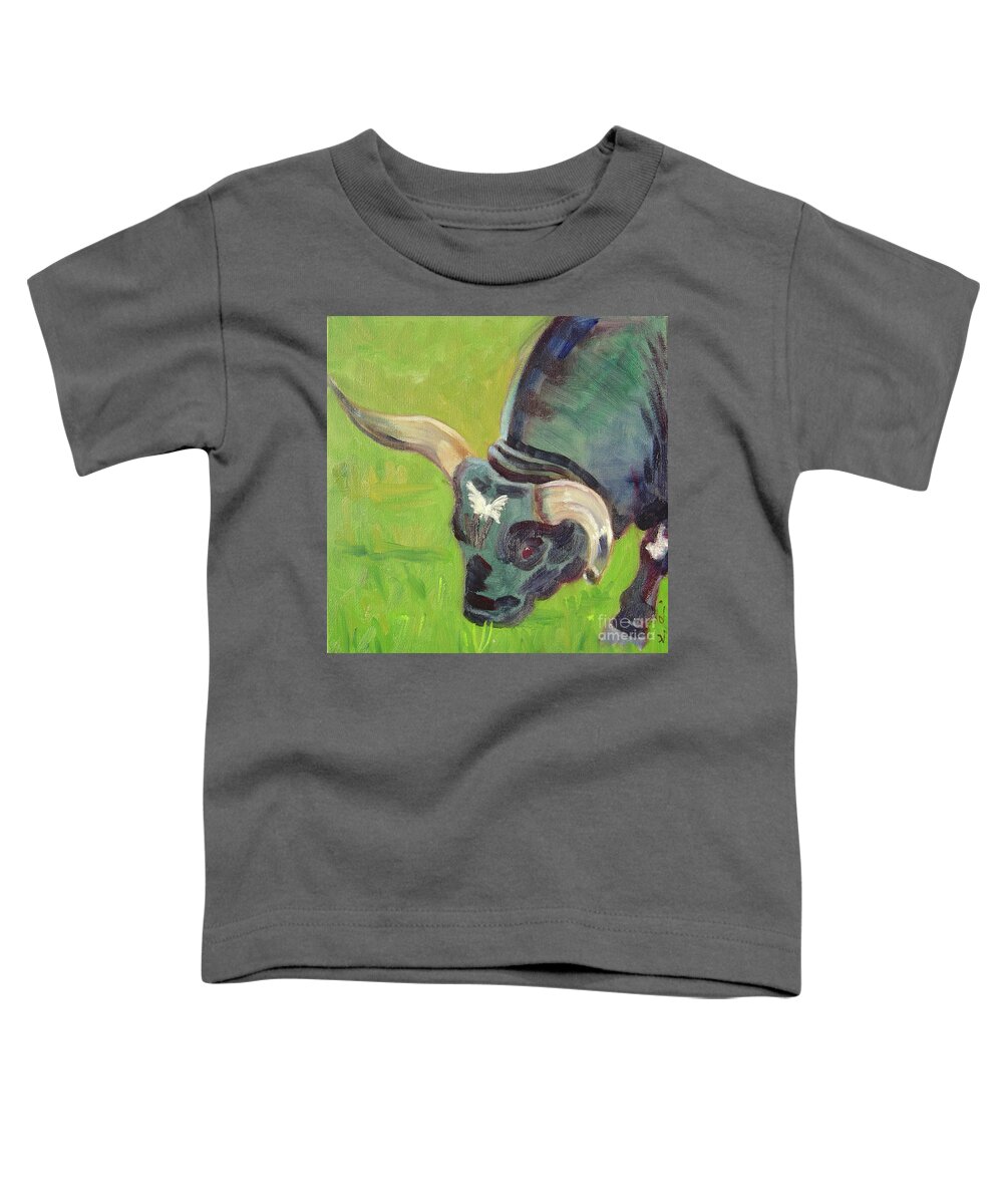 Long-horn Toddler T-Shirt featuring the painting Obstinance by Lilibeth Andre