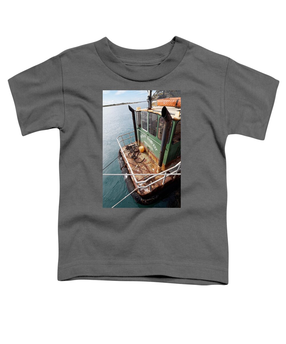 Darin Volpe Ships And Boats Toddler T-Shirt featuring the photograph Ocean Harvest - Fishing Boat in Morro Bay, California by Darin Volpe