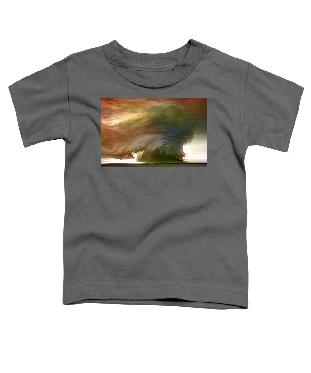 Oklahoma Sheer Terror In The Skies Toddler T-Shirt featuring the painting Oklahoma Sheer Terror in the Skies by Angela Stanton