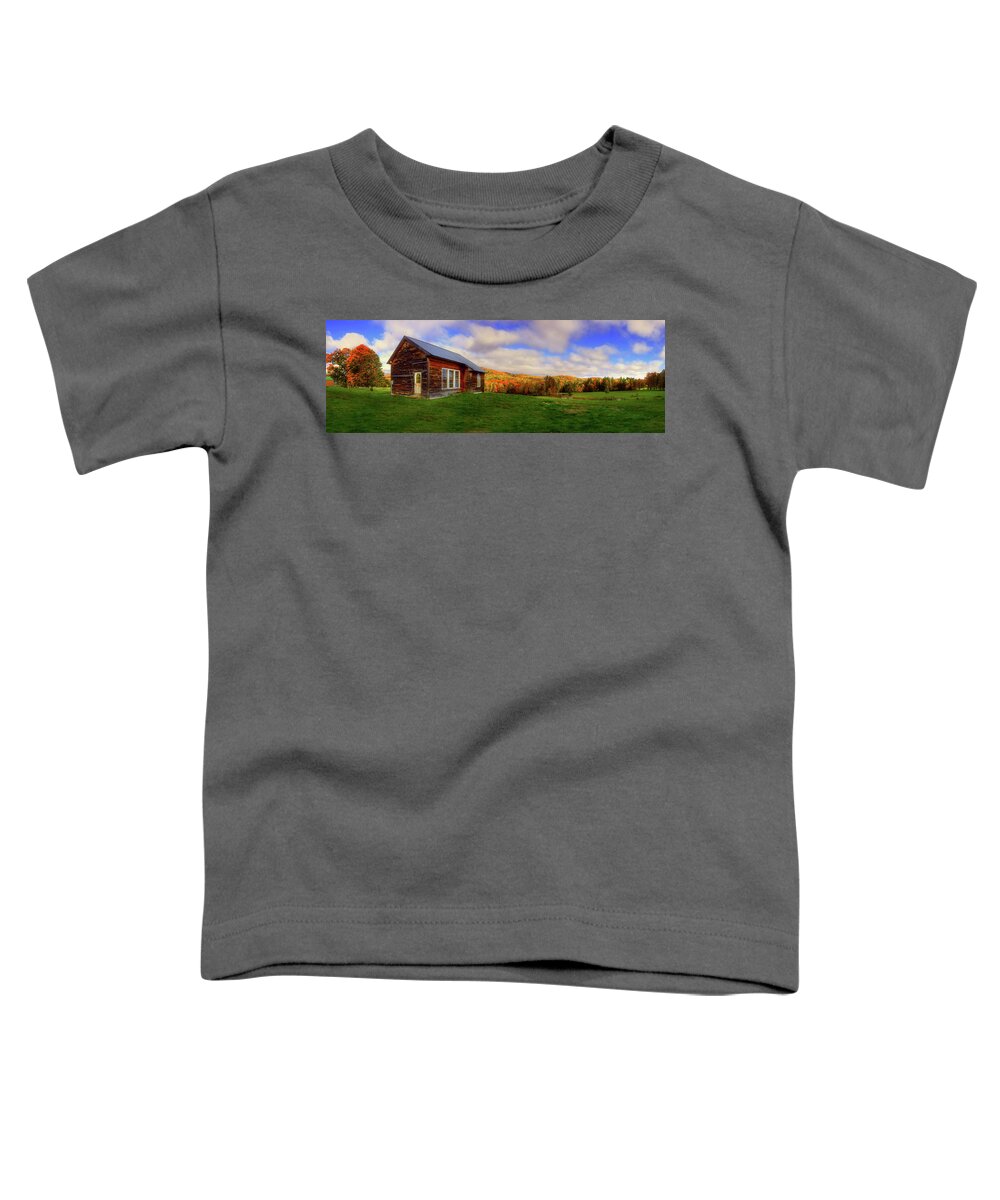 Barn Toddler T-Shirt featuring the photograph Old Barn in Autumn - Corinth Vermont by Joann Vitali